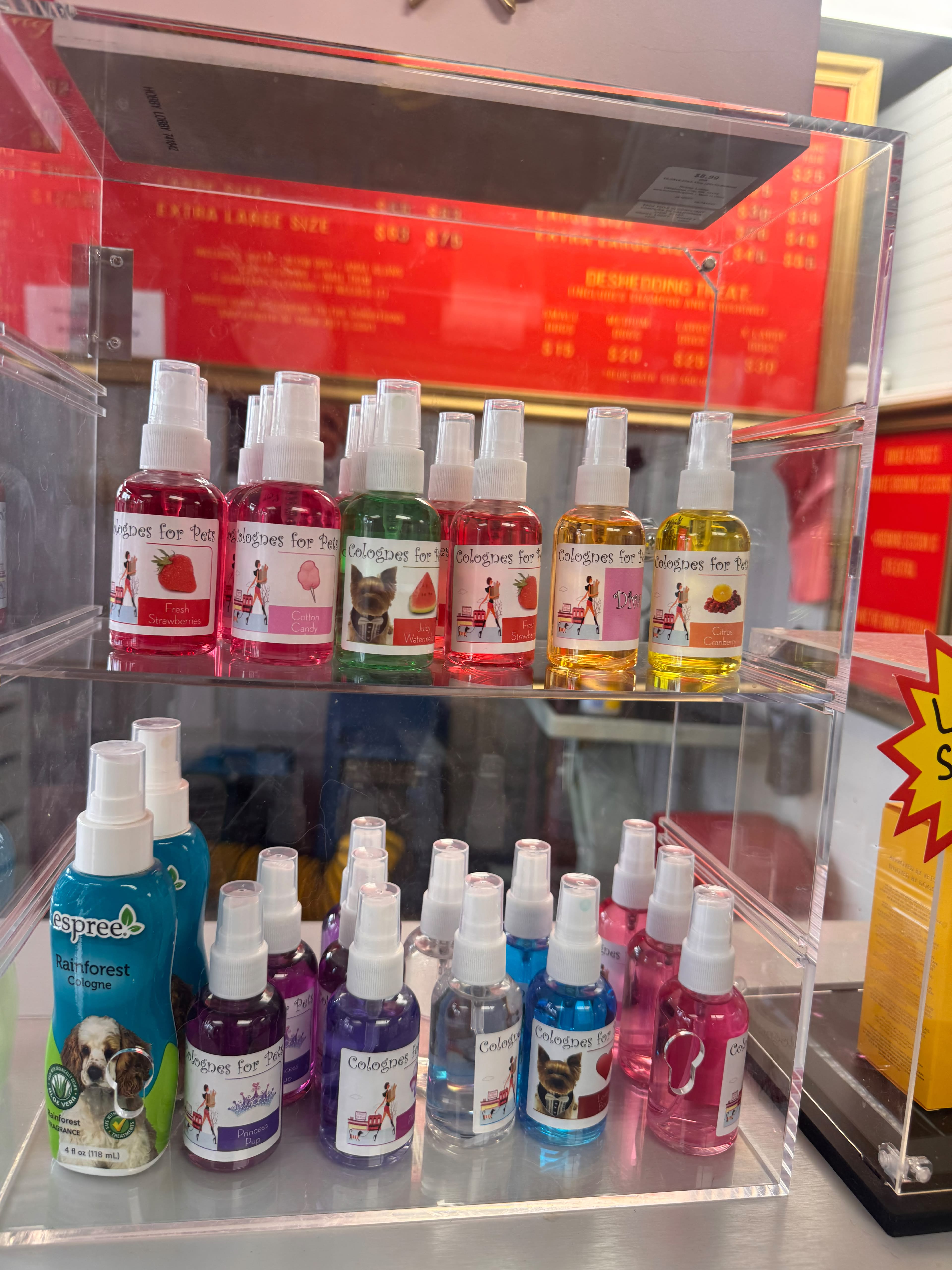 Cologne for pets display